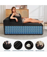 gaomon Oversized Chaise Lounge Chair 79 69" Indoor Double Cloud Boneless Couch with 4 Pillows Armrests Deep Seat No Assembly Required Comfy Corduroy