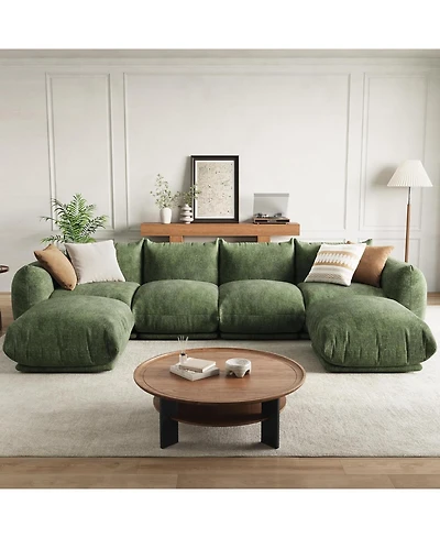 gaomon U-Shape Modular Sectional Sofa,126 Inch Cloud Couch with Chenille Fabric, Deep Seat Boneless Couch for Large Living Room, Family Space