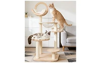 Zeus & Ruta 4 in 1 Wooden Cat Activity Center with Cozy Capsule Nest, Climbers and Scratcher for Indoor Kittens
