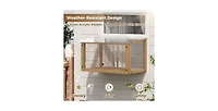 Zeus & Ruta Waterproof Window Cat Perch with Wooden Frame, Hanging Mount for Indoor Cats, Fits 24-35in Windows