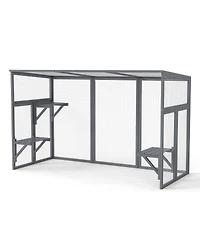 Zeus & Ruta Outdoor Wooden Cat Enclosure with 3-Tier Catio, Lockable Door, Sun Roof, Spacious Play Area