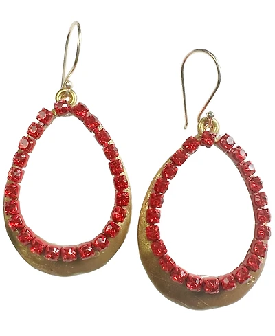 Michael Gabriel Designs Golden Red Crystal Drop Earrings