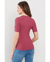 Hello Miz Maternity Short Sleeve Ribbed Crossover Nursing T-Shirt