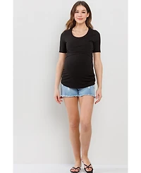 Hello Miz Maternity Short Sleeve Ribbed Crossover Nursing T-Shirt