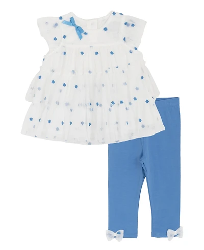Rare Editions Baby Girls' Flutter Sleeve Top and Leggings, 2-Piece Set