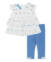 Rare Editions Baby Girls' Flutter Sleeve Top and Leggings, 2-Piece Set