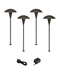 John Timberland Mushroom High Mid Century Modern 6-Piece Outdoor Landscape Path Light Set Porch Led Bulb Finish