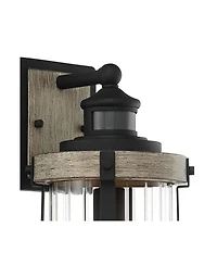 John Timberland Stan Industrial Outdoor Wall Light Fixtures Set of 2 Motion Sensor Dusk to Dawn Clear Glass for Post