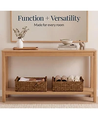 Best Choice Products Wicker Storage Basket, Shelf Basket w/ Wooden Handles, Rectangular Bin