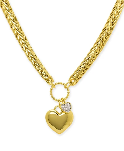 Macy's Diamond Accent 0.005 ct. t. w. Heart Charm Pendant, 16''+2'' Extender Wheat Chain Necklace