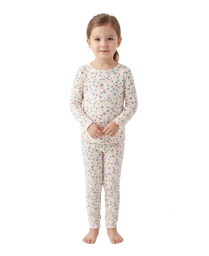 MeMoi Little Girls 2 Piece "Candied Hearts" Pointelle Pull-On Lounge Set