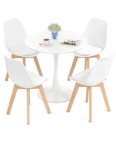 Gymax Modern 5 Pcs Dining Set Round Dining Table 4 Chairs for Small Space Kitchen