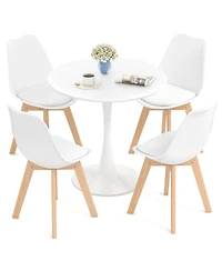 Gymax Modern 5 Pcs Dining Set Round Dining Table 4 Chairs for Small Space Kitchen