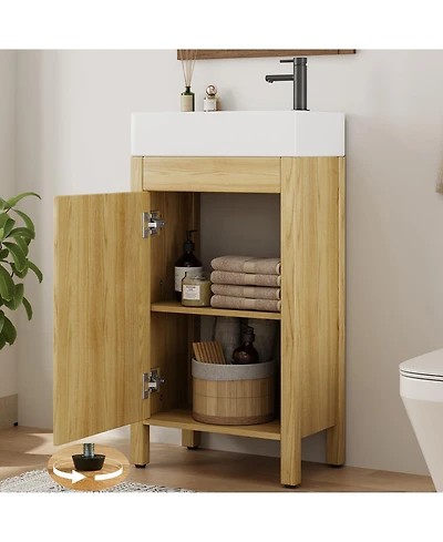 homfan 30" Bathroom Vanity with Sink, Freestanding Bathroom Sink Cabinet with 2 Soft-Closing Doors and Large Storage Drawer, Wood Vanity Cabinet