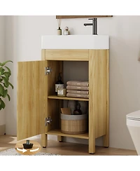 homfan 30" Bathroom Vanity with Sink, Freestanding Bathroom Sink Cabinet with 2 Soft-Closing Doors and Large Storage Drawer, Wood Vanity Cabinet