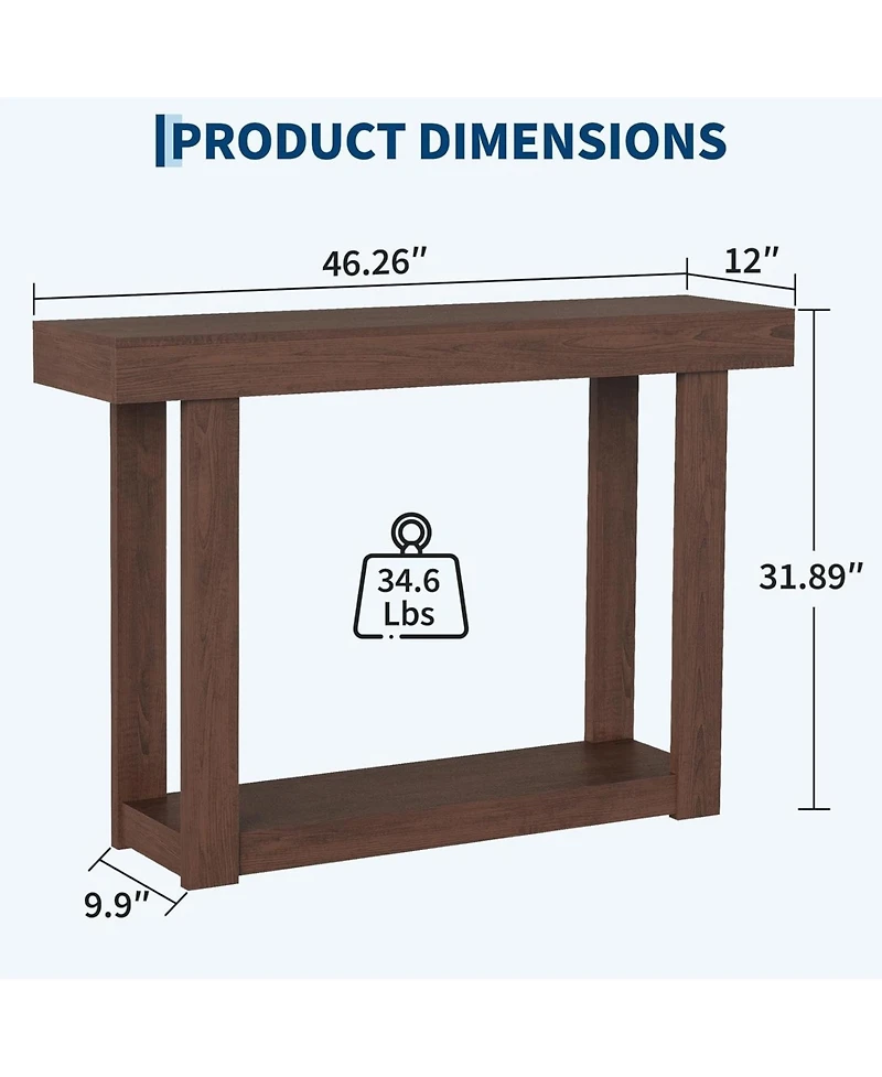 gaomon 46.26" Wood Console Table with Storage, Narrow Sofa Table with Open Shelf, Long Behind Couch Table for Entryway Hallway, Accent Table