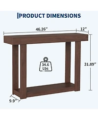 gaomon 46.26" Wood Console Table with Storage, Narrow Sofa Table with Open Shelf, Long Behind Couch Table for Entryway Hallway, Accent Table