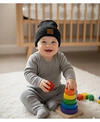 MeMoi Kids Cozy Heart-Patch Ribbed Rayon-Blend Knit Beanie