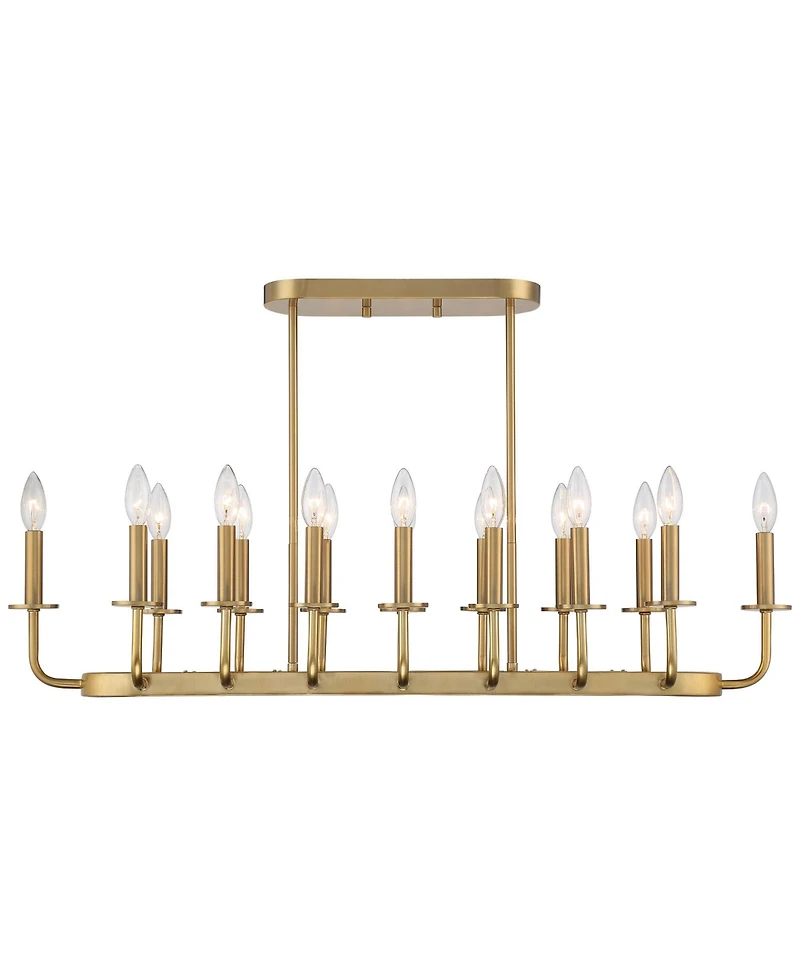 Stiffel Soft Gold Linear Pendant Chandelier 38 3/4" Wide Modern Open Frame 16-Light Fixture for Kitchen Island Dining Room House