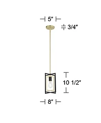Possini Euro Design Nima Black Gold Mini Pendant Light 8" Wide Modern Open Rectangle Metal Fixture for Dining Room Kitchen Island