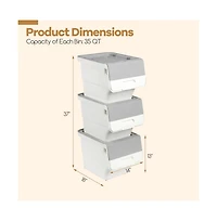 Gouun 3 Pieces Storage Bins on Wheels Stackable Plastic Boxes with Stay-Open Lid Medium
