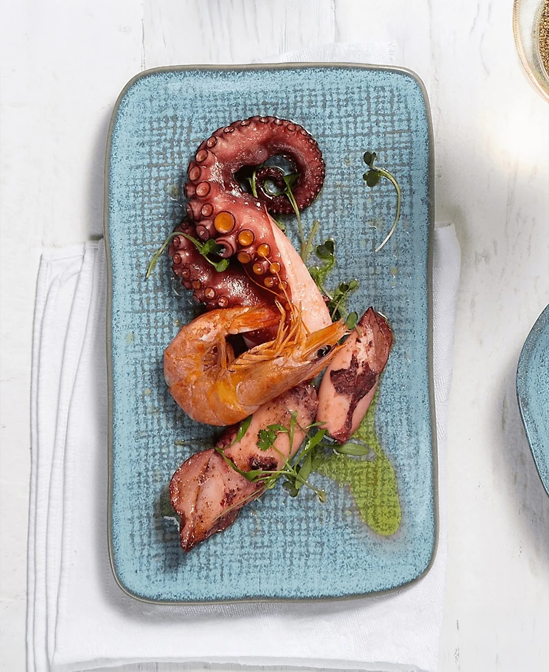 Porto Brasil 10.63" Stoneware Medium Rectangular Juta Platters, Set of 4