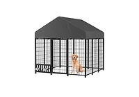 Aecojoy Heavy Duty Outdoor Dog Kennel, 6x6 Steel Chain Link Fence with Roof