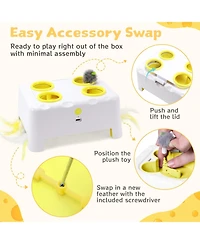 Aronkl Cheese Box Interactive Cat Toy 3-in-1 Whack A Mole 3 Modes Rechargeable Auto 4 Holes Accessories