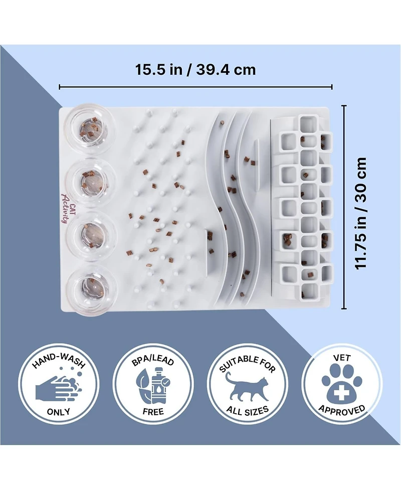 Aronkl Cat Food Puzzle Feeder Interactive Play Mental Stimulation Slow Eating 5 Compartments Non-Slip Easy Clean