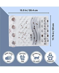 Aronkl Cat Food Puzzle Feeder Interactive Play Mental Stimulation Slow Eating 5 Compartments Non-Slip Easy Clean