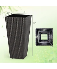 Gouun 30 in Tall Modern Pe Rattan Planter Pots Set of 2 with Metal Shelf and Open Base