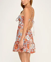 Beauty & Grace Juniors' Halter Tie Babydoll Dress