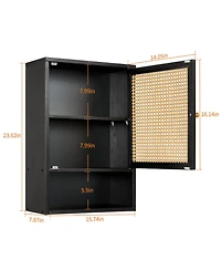 homfan Space-Saving Bamboo Bathroom Wall Cabinet – Adjustable Shelf Over Toilet Storage Organizer