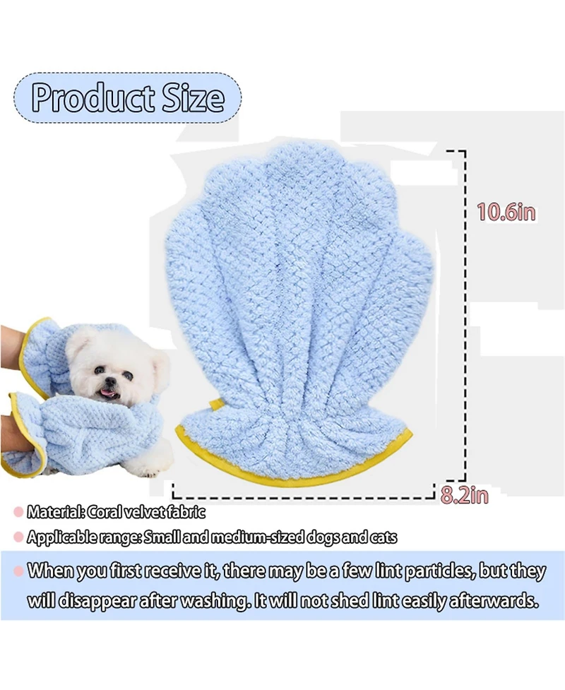 Aronkl Pet Towel Gloves Microfiber Absorbent Quick Drying for Dogs Cats 2 Pack