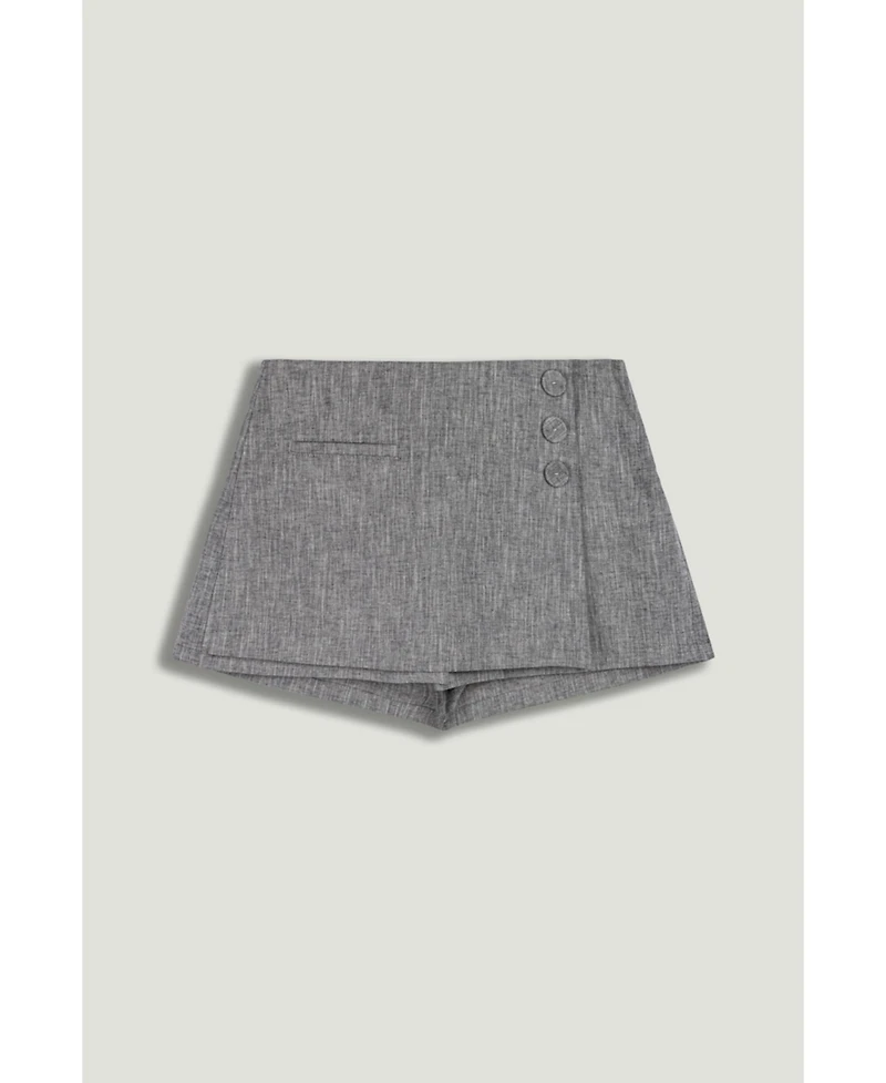Nocturne Women's Button Detail Linen Blend Skort