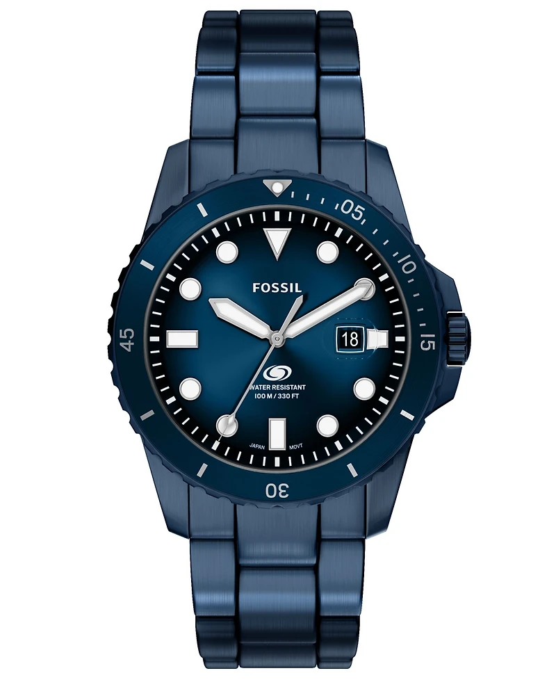 Fossil Men's Fossil Blue Dive Three-Hand Navy Stainless Steel Watch, 42mm
