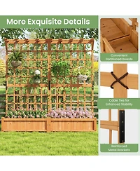 Gouun 71 in Wooden Planter with Trellis and Hanging Roof, 3-in-1 Fir Wood Garden Station