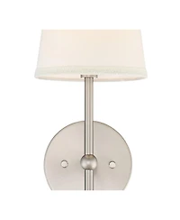 Possini Euro Design Elena Modern Wall Light Sconce Brushed Hardwire High Fixture Cream Linen Shade for Bedroom Reading Living Room Hallway