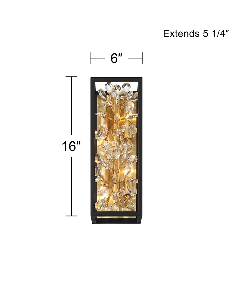Possini Euro Design Carrine Modern Wall Light Sconce Sand Hardwire -Light Fixture Crystal Flower for Living Room