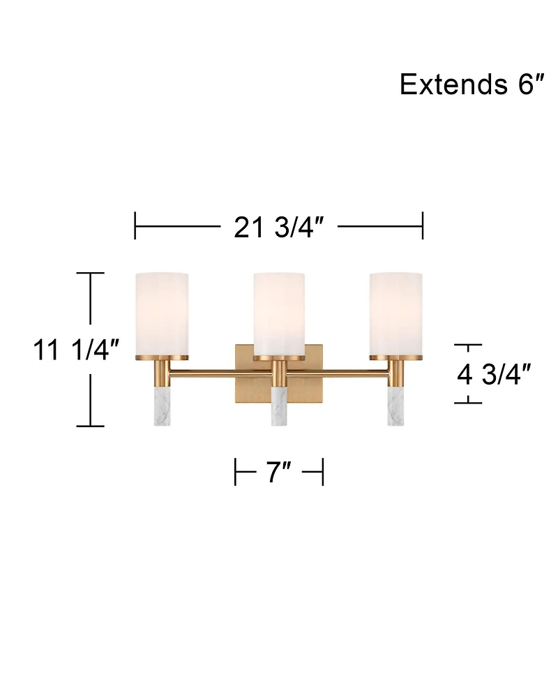 Possini Euro Design Lucius High Modern 3 Light Bathroom Vanity Wall Lamp Light Fixture Mount Hardwired Soft