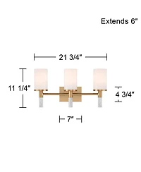 Possini Euro Design Lucius High Modern 3 Light Bathroom Vanity Wall Lamp Light Fixture Mount Hardwired Soft