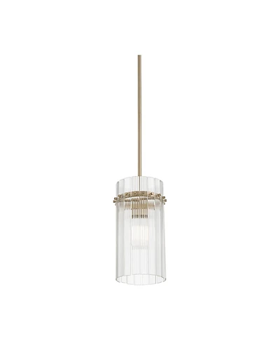 Possini Euro Design Emerson Matte Brass Fluted Glass Mini Pendant Light