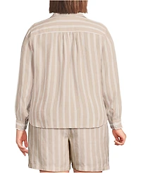 Lands' End Plus Linen Long Sleeve Feminine Shirt