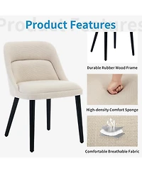 gaomon Set of 4 Modern Linen Fabric Upholstered Dining Chairs with Wood Legs, Comfortable Side Chairs for Dining Room and Kitchen