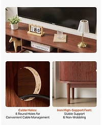 Gouun Mid-Century Modern 58-Inch Rolling Door Tv Stand with Drawer