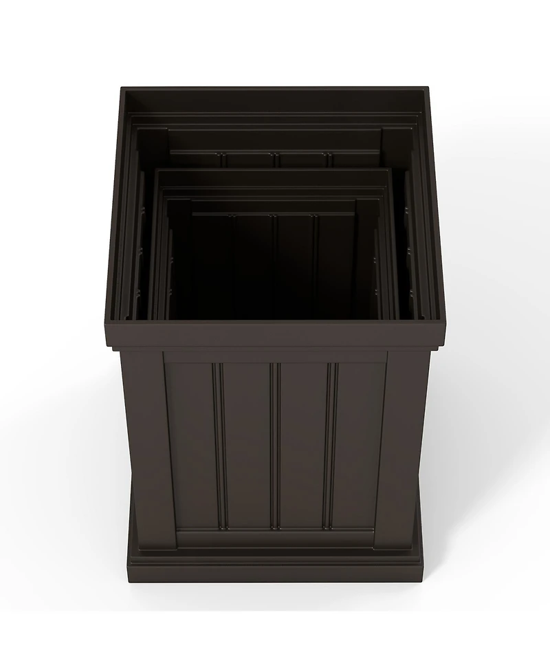 Gouun Square Plastic Planter Pots Set of 2 with Drainage Holes and Nesting Storage Design