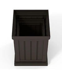 Gouun Square Plastic Planter Pots Set of 2 with Drainage Holes and Nesting Storage Design