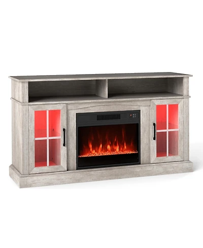 Gouun 58-Inch Fireplace Tv Stand with Led Ambiance for TVs Up to 65 Inches