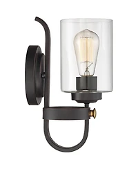 Franklin Iron Works Eagleton Farmhouse Rustic Wall Light Sconces Set of 2 Oil Rubbed Bronze Hardwire 5 1/2" Led Fixture for Vanity