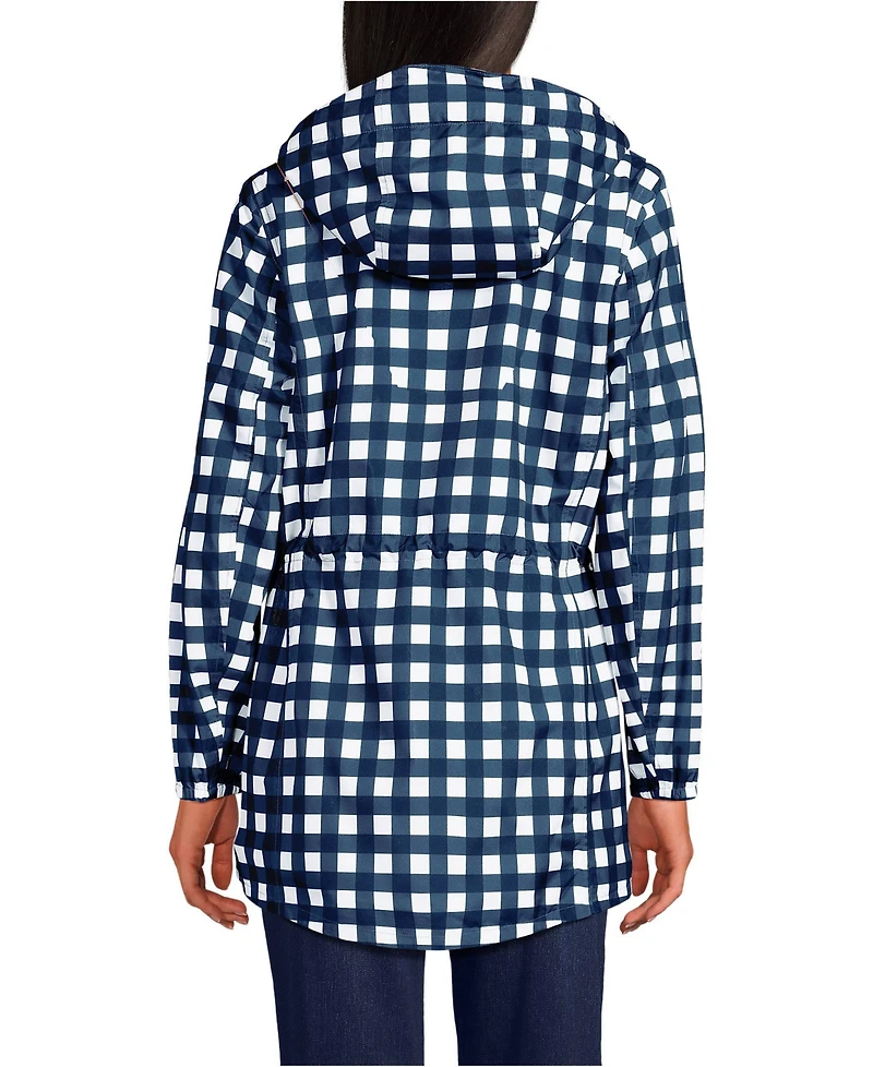 Lands' End Women's Print Waterproof Hooded Packable Raincoat